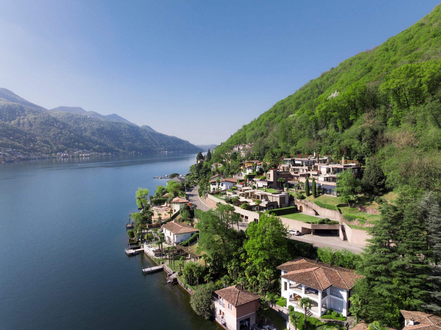 Aerial view of the lakefront residences